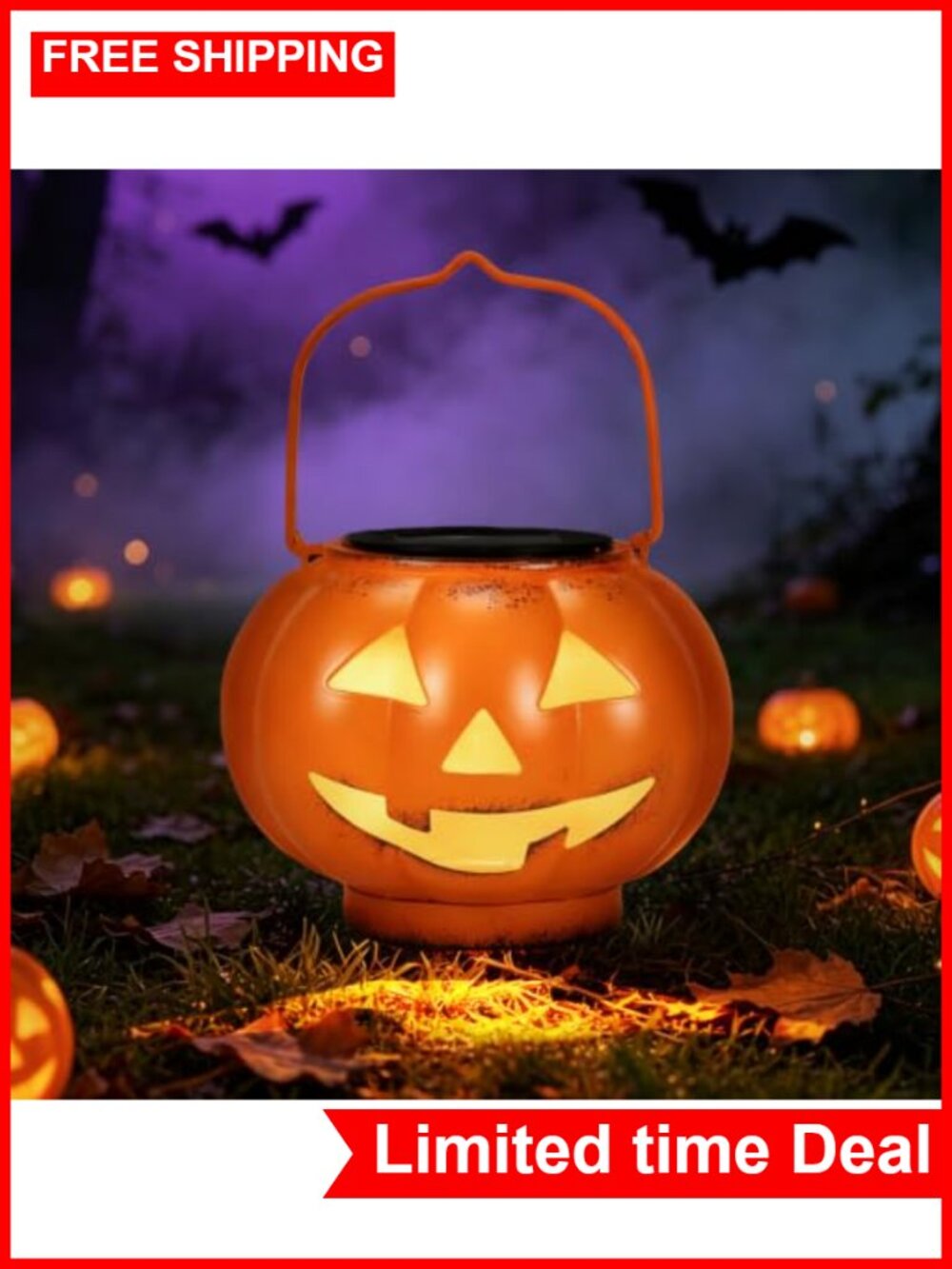 Solar Halloween Lantern Weatherproof Auto On/Off Hanging Metal Decor